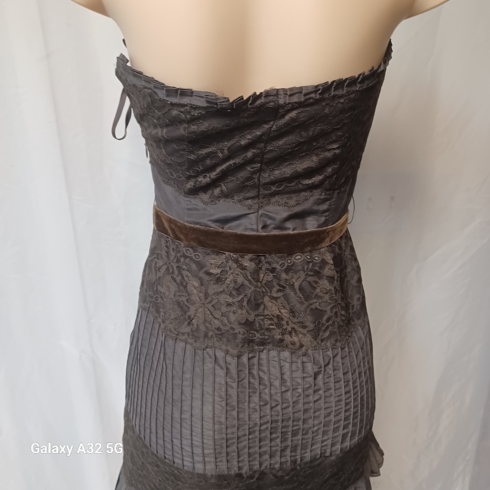 Banana Republic Women Size 4 Brown Strapless Sundress Pleated Cocktail - Picture 8 of 13